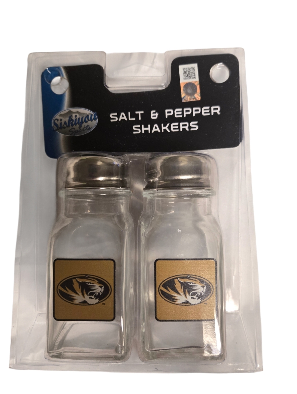 Collectible Missouri Tigers Glass Salt and Pepper Shaker Set New In Box